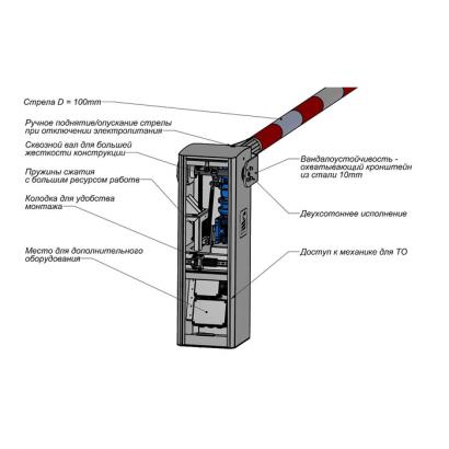 Шлагбаум автоматический вандалоустойчивый Пром-Биг-Арктик со стрелой 8 метров фото 3