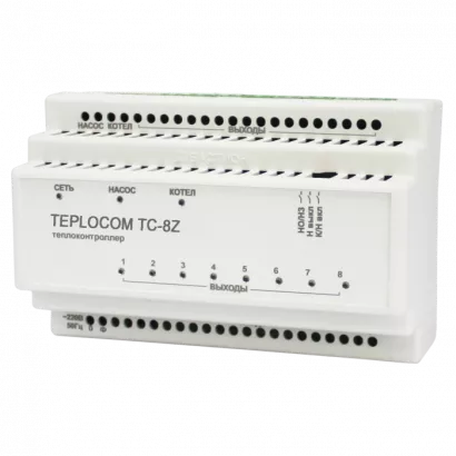 ТЕПЛОКОНТРОЛЛЕР ДЛЯ ЛУЧЕВОЙ СИСТЕМЫ ОТОПЛЕНИЯ TEPLOCOM ЛУЧ TC-8Z фото 1